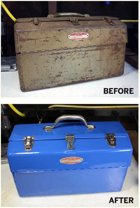 how to repaint a new metal tool box|old metal toolbox repair.